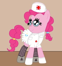 Size: 1290x1367 | Tagged: safe, artist:thebronypony123, imported from derpibooru, pinkie pie, earth pony, doctor, female, outfit, sexy, solo