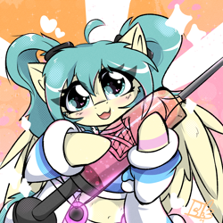 Size: 2000x2000 | Tagged: safe, artist:jubyskylines, imported from derpibooru, pony, hatsune miku, heart, heart eyes, looking at you, ponified, solo, syringe, vocaloid, wingding eyes