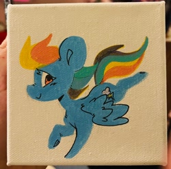 Size: 2048x2012 | Tagged: safe, artist:midnightpremiere, imported from derpibooru, rainbow dash, pegasus, pony, female, flying, mare, solo, spread wings, traditional art, windswept mane, wings