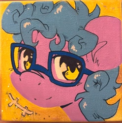 Size: 2028x2048 | Tagged: safe, artist:midnightpremiere, imported from derpibooru, oc, oc only, earth pony, pony, bust, commission, glasses, looking at you, smiling, smiling at you, solo, traditional art