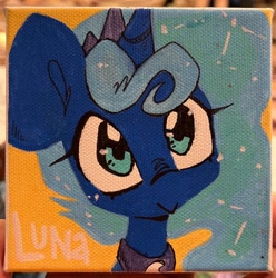 Size: 2032x2048 | Tagged: safe, artist:midnightpremiere, imported from derpibooru, princess luna, alicorn, earth pony, bust, female, looking at you, mare, solo, traditional art