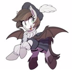 Size: 1600x1600 | Tagged: source needed, safe, artist:thebatfang, imported from derpibooru, oc, oc only, oc:news flash, bat pony, pony, bard, fantasy class, female, mare, simple background, solo, white background