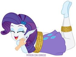 Size: 1200x909 | Tagged: safe, artist:jennieoo, imported from derpibooru, rarity, equestria girls, bondage, clothes, crying, eyes closed, feather, fetish, hand, laughing, open mouth, rope, rope bondage, ropes, show accurate, simple background, skirt, solo, tears of laughter, tickle fetish, tickle torture, tickling, tied up, transparent background, vector