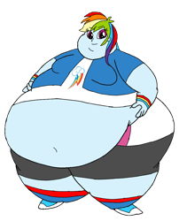 Size: 800x988 | Tagged: safe, artist:johnvi20, imported from derpibooru, rainbow dash, human, breasts, busty rainbow dash, fat, female, morbidly obese, obese, overweight, simple background, solo, transparent background