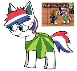 Size: 864x800 | Tagged: safe, artist:elianrandomworks, imported from derpibooru, oc, oc:fruitpony, earth pony, pony, pony town, fruit, parappa the rapper, simple background, solo, white background