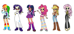 Size: 2682x1225 | Tagged: safe, imported from derpibooru, applejack, fluttershy, pinkie pie, rainbow dash, rarity, sci-twi, twilight sparkle, human, equestria girls, female, human coloration, humane five, humane six, redesign, simple background, transparent background
