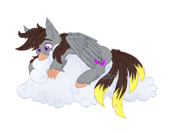 Size: 2100x1600 | Tagged: safe, artist:aledera, imported from derpibooru, oc, oc only, oc:luxor, classical hippogriff, hippogriff, cloud, commission, lying down, lying on a cloud, male, on a cloud, simple background, smiling, transparent background, ych result