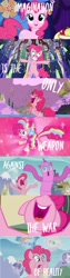 Size: 512x2048 | Tagged: safe, edit, edited screencap, imported from derpibooru, screencap, applejack, fluttershy, pinkie pie, rainbow dash, rarity, twilight sparkle, earth pony, pony, friendship is magic, make new friends but keep discord, season 1, season 2, season 4, season 5, season 8, the maud couple, the one where pinkie pie knows, the return of harmony, twilight's kingdom, spoiler:s08, airdancer, bipedal, chocolate, chocolate rain, female, food, he wants all of the cakes, mare, nose in the air, rain, rainbow power, rainbow power-ified, twilight's castle, wacky waving inflatable tube pony