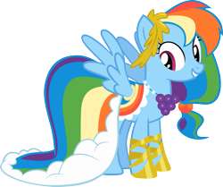 Size: 1403x1175 | Tagged: safe, artist:choedan-kal, imported from derpibooru, rainbow dash, pegasus, pony, season 1, suited for success, clothes, cute, dashabetes, dress, female, formal wear, gala dress, gown, grand galloping gala, mare, rainbow dash always dresses in style, rainbow dash's first gala dress, simple background, solo, transparent background, vector