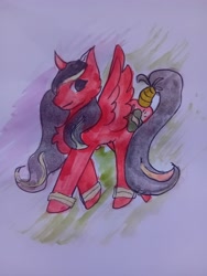 Size: 3060x4080 | Tagged: safe, imported from derpibooru, oc, oc only, alicorn, abstract background, art fight, painting, traditional art