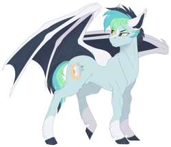 Size: 3278x2819 | Tagged: safe, artist:nocti-draws, imported from derpibooru, oc, oc only, oc:moondrop, bat pony, pony, bat pony oc, bat wings, black hooves, blaze (coat marking), blue coat, brown pupils, coat markings, colored ear fluff, colored ears, colored hooves, colored pinnae, colored pupils, colored wings, concave belly, ear fluff, ear tufts, facial markings, frown, hooves, leg fluff, looking back, male, multicolored mane, multicolored tail, narrowed eyes, oc redesign, partially open wings, raised leg, shiny mane, shiny tail, short mane, simple background, socks (coat markings), solo, stallion, stallion oc, standing, tail, thin, transparent background, tri-color mane, tri-color tail, tri-colored mane, tri-colored tail, tricolor mane, tricolor tail, tricolored mane, tricolored tail, two toned wings, wall of tags, wings, yellow eyes