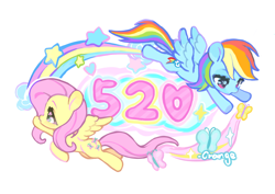 Size: 4090x2890 | Tagged: safe, artist:chengzi82020, imported from derpibooru, fluttershy, rainbow dash, female, flutterdash, lesbian, shipping