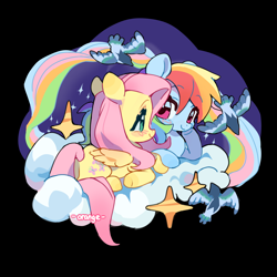 Size: 2788x2788 | Tagged: safe, artist:chengzi82020, imported from derpibooru, fluttershy, rainbow dash, female, flutterdash, lesbian, shipping