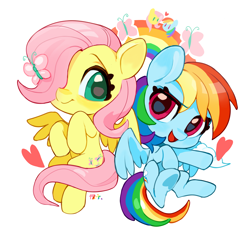 Size: 2624x2523 | Tagged: safe, artist:chengzi82020, imported from derpibooru, fluttershy, rainbow dash, female, flutterdash, lesbian, shipping