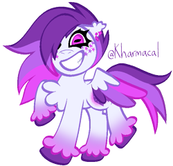 Size: 655x631 | Tagged: safe, artist:kharmacal, imported from derpibooru, oc, oc only, oc:darling jewel, pegasus, bar earring, bar piercing, big grin, chest fluff, colored freckles, colored hooves, colored wings, colored wingtips, ear piercing, ear tufts, earring, eyelashes, freckles, gradient legs, grin, hair over one eye, hooves, jewelry, long mane, long tail, looking at you, multicolored mane, multicolored tail, multicolored wings, multicolored wingtips, one eye closed, piercing, pink eyes, purple hooves, purple mane, purple tail, raised hoof, raised leg, rectangular pupil, simple background, smiling, solo, spiky mane, spiky tail, spread wings, standing, standing on two hooves, star freckles, tail, transparent background, tri-color mane, tri-colored mane, tricolor mane, tricolored mane, unshorn fetlocks, wings, wink