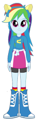 Size: 349x1133 | Tagged: safe, artist:matheusema, artist:qbert2kcat, imported from derpibooru, rainbow dash, equestria girls, background removed, boots, clothes, high heel boots, shirt, shoes, simple background, skirt, socks, solo, sweater, transparent background