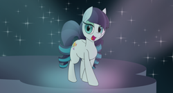 Size: 4026x2160 | Tagged: safe, artist:suryfromheaven, imported from derpibooru, coloratura, earth pony, pony, countess coloratura, crossed legs, female, front view, mare, open mouth, solo, stage