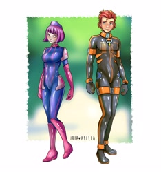 Size: 2913x3113 | Tagged: safe, artist:iraabella, imported from derpibooru, oc, oc only, human, alternate universe, clothes, couple, fireheart76's latex suit design, gloves, humanized, humanized oc, latex, latex boots, latex gloves, latex suit, prisoners of the moon, rubber, rubber boots, rubber gloves, rubber suit