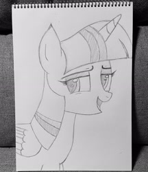 Size: 2816x3263 | Tagged: safe, artist:mangofoxx, imported from derpibooru, twilight sparkle, alicorn, pencil drawing, sketch, smug, traditional art