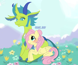 Size: 3483x2900 | Tagged: safe, imported from derpibooru, fluttershy, thorax, duo, duo male and female, female, male, shipping, straight, thoraxshy