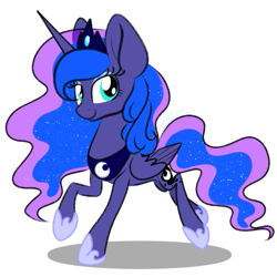Size: 973x973 | Tagged: safe, artist:astralune, imported from derpibooru, princess luna, alicorn, pony, concave belly, crown, cute, ethereal mane, folded wings, jewelry, looking at you, lunabetes, regalia, running, shadow, signature, simple background, smiling, smiling at you, solo, starry mane, thin, transparent background, wings