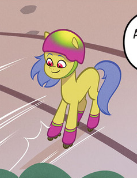 Size: 137x178 | Tagged: safe, idw, imported from derpibooru, pony, spoiler:comic, spoiler:g5, female, g5, maretime mysteries #2, my little pony: maretime mysteries, official, roller skates, skates, solo, unnamed character, unnamed pony