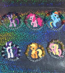 Size: 606x677 | Tagged: safe, artist:lnx1ynight16, imported from derpibooru, applejack, fluttershy, pinkie pie, rainbow dash, rarity, twilight sparkle, earth pony, pegasus, pony, unicorn, beads, bracelet, horn, jewelry, kandi, mane six