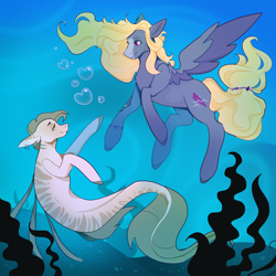 Size: 2800x2800 | Tagged: safe, artist:fhroggy, imported from derpibooru, oc, oc only, pegasus, pony, seapony (g4), pegasus oc, underwater, water, wings