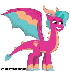 Size: 7869x8000 | Tagged: safe, artist:nguyendeliriam, imported from derpibooru, dragon, absurd resolution, blaize skysong, g5, my little pony: tell your tale, simple background, smiling, solo, transparent background