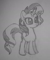 Size: 1968x2382 | Tagged: safe, artist:endorsed_dr, imported from derpibooru, sunset shimmer, pony, unicorn, grayscale, horn, monochrome, pencil drawing, photo, sketch, solo, traditional art