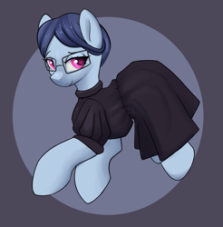 Size: 2791x2841 | Tagged: safe, artist:dumbwoofer, imported from derpibooru, earth pony, pony, clothes, dress, female, g5, glasses, looking at you, maid, mare, paisley bluebell, simple background, smiling, smiling at you, solo