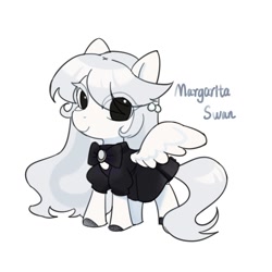 Size: 1000x1000 | Tagged: safe, artist:tabithaqu, imported from derpibooru, oc, oc:margarita swan, pegasus, pony, chibi, clothes, dress, female, mare, simple background, solo, white background