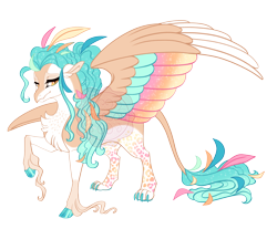 Size: 4100x3400 | Tagged: safe, artist:gigason, imported from derpibooru, oc, oc:macaw, hippogriff, colored wings, magical lesbian spawn, multicolored wings, offspring, parent:gilda, parent:princess celestia, simple background, solo, transparent background, wings