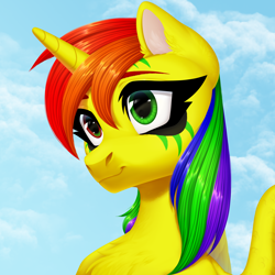 Size: 3000x3000 | Tagged: safe, artist:nika-rain, imported from derpibooru, oc, oc only, oc:grace seraph, alicorn, pony, bust, cute, female, portrait, simple background, sky, solo