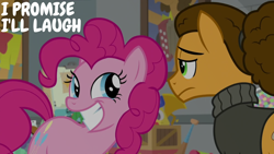 Size: 1920x1080 | Tagged: safe, edit, edited screencap, editor:quoterific, imported from derpibooru, screencap, cheese sandwich, pinkie pie, the last laugh