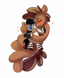 Size: 3351x4096 | Tagged: safe, artist:haruk, oc, oc only, pony, cuddling, female, male, mare, plushie, stallion