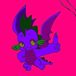 Size: 498x498 | Tagged: safe, artist:msponies, imported from derpibooru, spike, dragon, male, pink background, simple background, solo, winged spike, wings