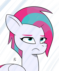 Size: 2012x2429 | Tagged: safe, artist:frownfactory, imported from derpibooru, zipp storm, pegasus, female, g5, rain, solo, unamused