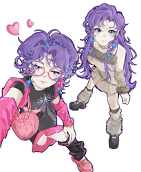 Size: 2500x3050 | Tagged: safe, artist:huanlelummm, imported from derpibooru, rarity, human, alternate hairstyle, bag, blushing, boots, chains, clothes, collar, fashion, glasses, heart, humanized, jewelry, looking at you, pendant, shoes, simple background, skirt, smiling, socks, solo, white background