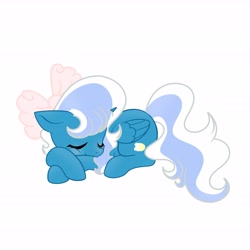 Size: 6890x6890 | Tagged: safe, artist:riofluttershy, imported from derpibooru, oc, oc only, oc:fleurbelle, alicorn, pony, alicorn oc, blushing, bow, female, hair bow, horn, mare, simple background, sleeping, solo, white background, wings