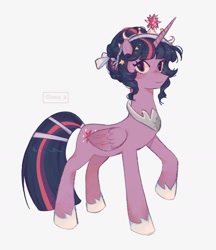 Size: 1441x1668 | Tagged: safe, artist:ywraa, imported from derpibooru, twilight sparkle, alicorn, pony, female, mare, raised hoof, remake, simple background, slender, solo, thin, twilight sparkle (alicorn), white background