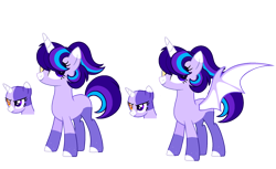 Size: 1710x1044 | Tagged: safe, artist:opalitexyz, imported from derpibooru, oc, oc only, oc:opalite spirit, bat pony, unicorn, coat markings, hetalia, horn, markings, reference sheet, simple background, socks (coat markings), solo, transparent background, unicorn oc