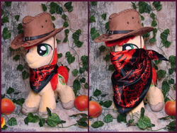 Size: 2000x1500 | Tagged: safe, artist:1stastrastudio, imported from derpibooru, bright mac, pony, apple, food, hat, irl, photo, plushie, solo