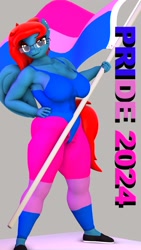 Size: 1440x2560 | Tagged: safe, artist:thunder-blur, oc, oc only, oc:thunder blur, anthro, 3d, breasts, clothes, female, glasses, pride, shoes