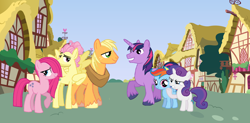 Size: 4096x2008 | Tagged: safe, artist:trrriple0dds, edit, imported from derpibooru, big macintosh, marble pie, scootaloo, shining armor, sweetie belle, zephyr breeze, meme, recolor