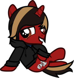 Size: 757x795 | Tagged: safe, artist:lightningbolt, derpibooru exclusive, imported from derpibooru, pony, unicorn, .svg available, all time low, clothes, colt, dyed mane, dyed tail, foal, grin, hood, hoodie, horn, jack barakat, lidded eyes, looking at you, lounging, male, ponified, shirt, show accurate, simple background, smiling, solo, svg, tail, transparent background, undershirt, vector