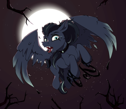 Size: 1735x1500 | Tagged: safe, artist:luxsimx, imported from derpibooru, oc, oc only, oc:arkessa, pegasus, pony, fangs, female, forked tongue, mare, moon, solo