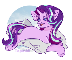 Size: 2185x1810 | Tagged: safe, artist:edainart, imported from derpibooru, starlight glimmer, unicorn, horn, pillow, sky, solo