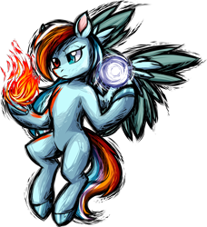 Size: 3228x3545 | Tagged: safe, artist:thescornfulreptilian, imported from derpibooru, oc, oc only, oc:cryo flame, pegasus, pony, female, fire, heterochromia, ice, mare, simple background, solo, transparent background