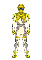 Size: 2480x3508 | Tagged: safe, editor:pascalmulokozi2, imported from derpibooru, fluttershy, armor, clothes, kamen rider, kamen rider ex-aid, simple background, solo, suit, tokusatsu, white background